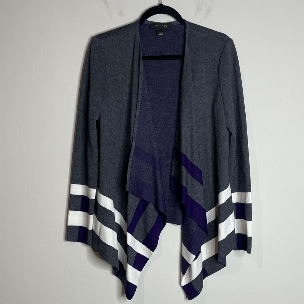 St. John | Women’s Wool Blend Waterfall Open Front Cardigan Size Small